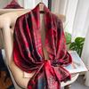 New Simulated Silk Printed Scarf for Women's Autumn and Winter Warmth Scarf Fashionable and Fashionable Foreign Style Shawl