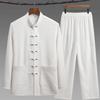 Set de îmbrăcăminte tradițională chinezească pentru bărbat, toamnă, cu cataramă, cămașă kung fu, pantaloni de top oriental retro, tai chi, uniforme respirabile, hanfu