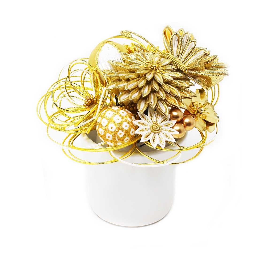 

Arenca Reika Ranman Hair Ornaments for Chirimen Chrysanthemum and Butterfly Design Coming-of-Age Ceremonies, 10-Piece Set, (Gold) золотой