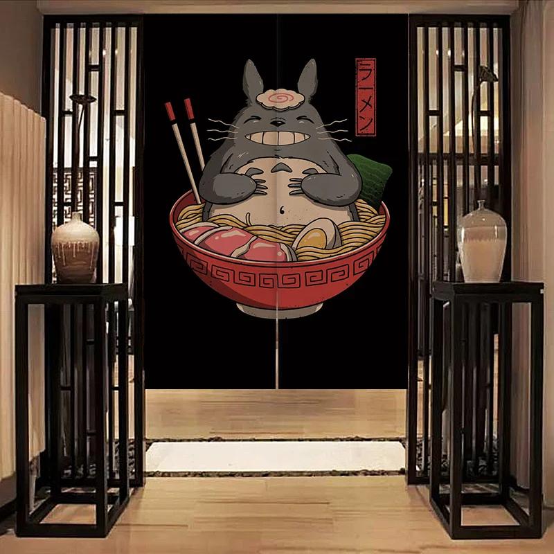 Nordic Door Partition  Kitchen Snack Shop Restaurant CurtainJapanese Sushi Dharma Fish Door Curtain Printing Bedroom Window