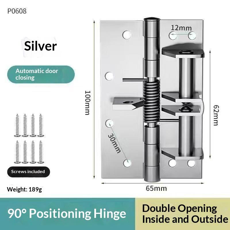 3 In 1 Auto Self Closing Door Spring Hinge 90 Degree Positioning Rustproof Heavy Duty for Interior Wooden Home Doors