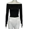 2025 Autumn Solid Color One-Shoulder Base Layer T-shirt