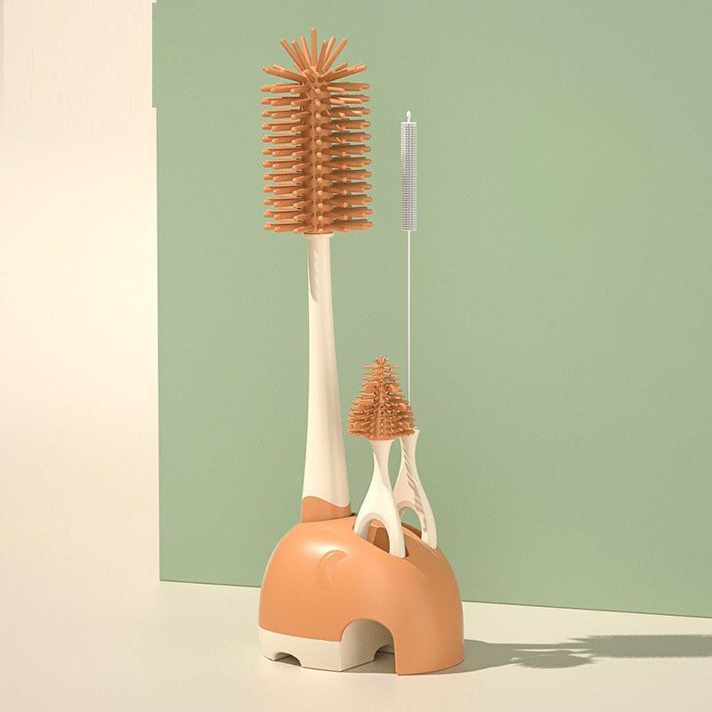 

Детский силиконовый набор для мытья бутылочек с подставкой, детская щетка для чистки, дорожный размер, подставка для слива, длинная ручка, 3 в 1, многоцелевой