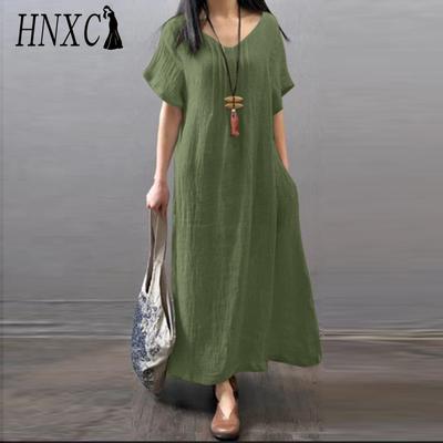 Women's Fashion Summer Spring Solid Color Print Short Sleeve V-Neck High Waist Casual Dresses