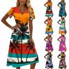 Women's Casual Fashion Floral Print Short-Sleeve V-Neck Dress