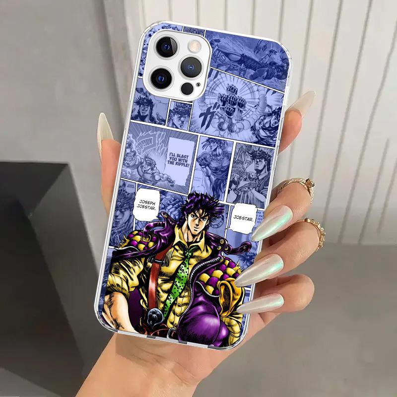 JoJo Bizarre Adventur Anime Phone Case for Iphone 16 15 14 13 12 Mini 11 Pro Max 16E X XS XR 7 Plus 8 SE 2020 Soft Funda Print S