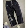 Pantalon de survêtement à rayures rétro avec badge imprimé lettre pour homme - Coupe ample droite - Streetwear - Pantalon décontracté