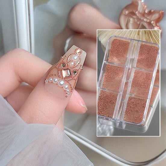 1 Set 6 Grids Nail Art Beads Kit with Storage Box 3D Nail Art Metal Caviar Beads DIY Manicure Design Decoration Balls Charm Nail Accessories