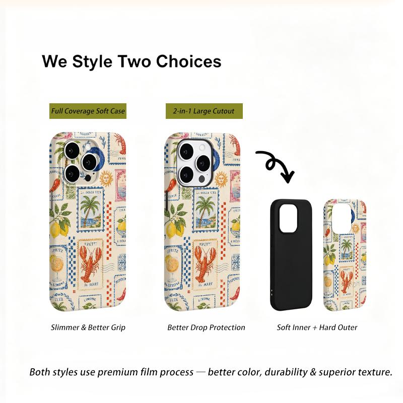 Limoncello Citrus Lemons Stamp Pattern Art Film Aesthetic Protective Shockproof Bumper Case Cover For iPhone 14 15 16 17 Pro Max Plus