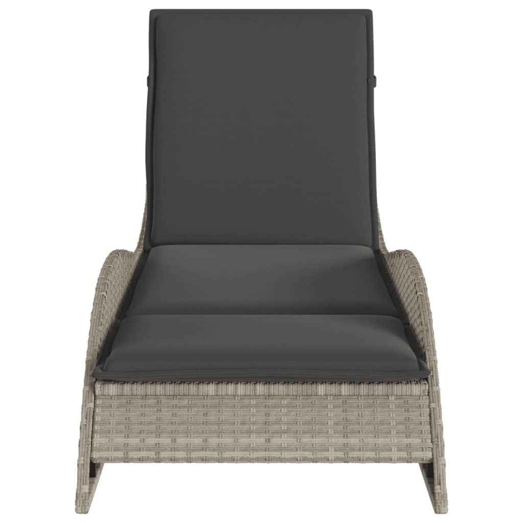 Sun Lounger with Cushion Light Grey 60 X 205 X 73 Cm Poly Rattan