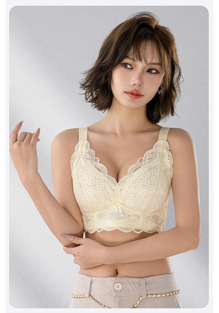 Thin without steel ring honeycomb cup bra, big chest, small display, gathering, breathable, soft support, top support, anti sagging bra