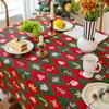 Elegant Christmas Tablecloth Cotton Linen Blend Rectangular Dining Table Cover Red Holiday Decor Home Kitchen