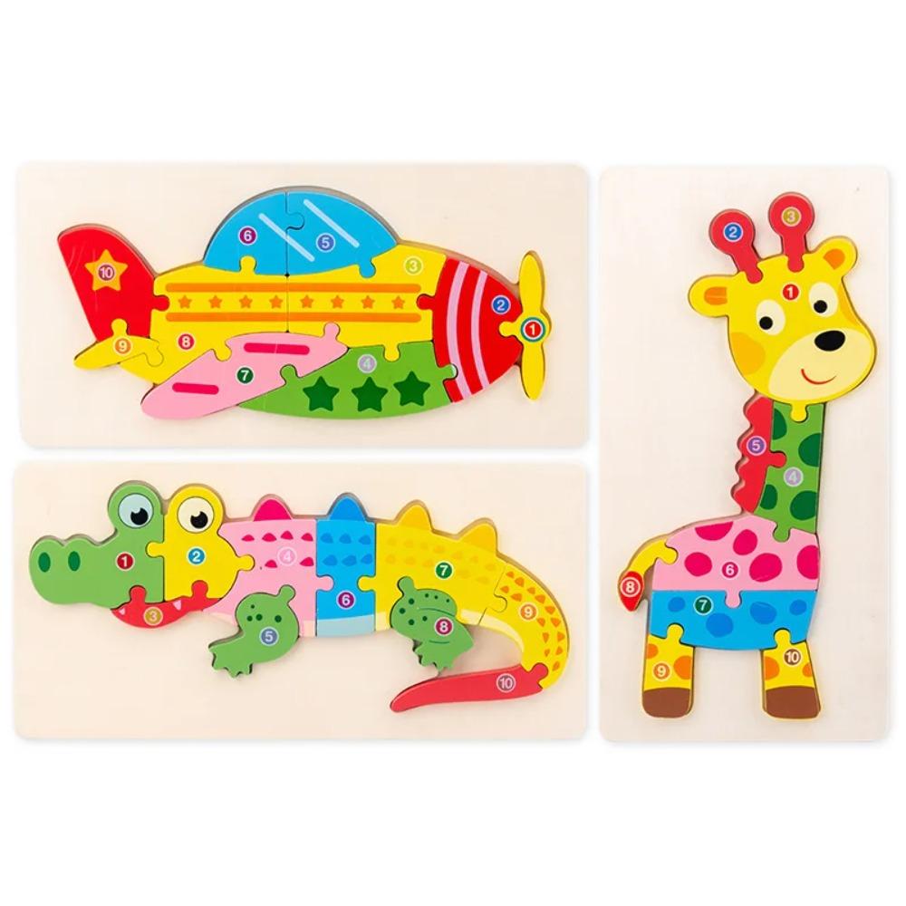 Big Size Cartoon Animal 3D Wooden Puzzle Jigsaw For Children Montessori Assemble Early Education Puzzle Game Toy Baby Gift