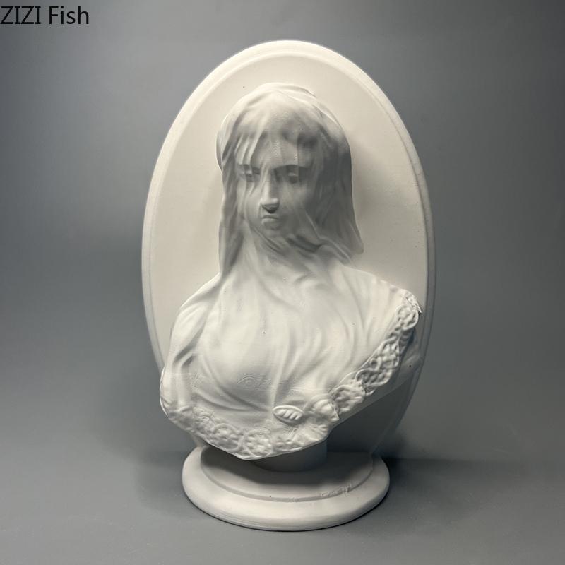 Het Gesluierde Meisje Gipsen Beeldje Ambachten Bureau Decoratie Ornamenten Creatief Kunstwerk Karakters Beeldhouwwerk Kamer Esthetische Decoratie