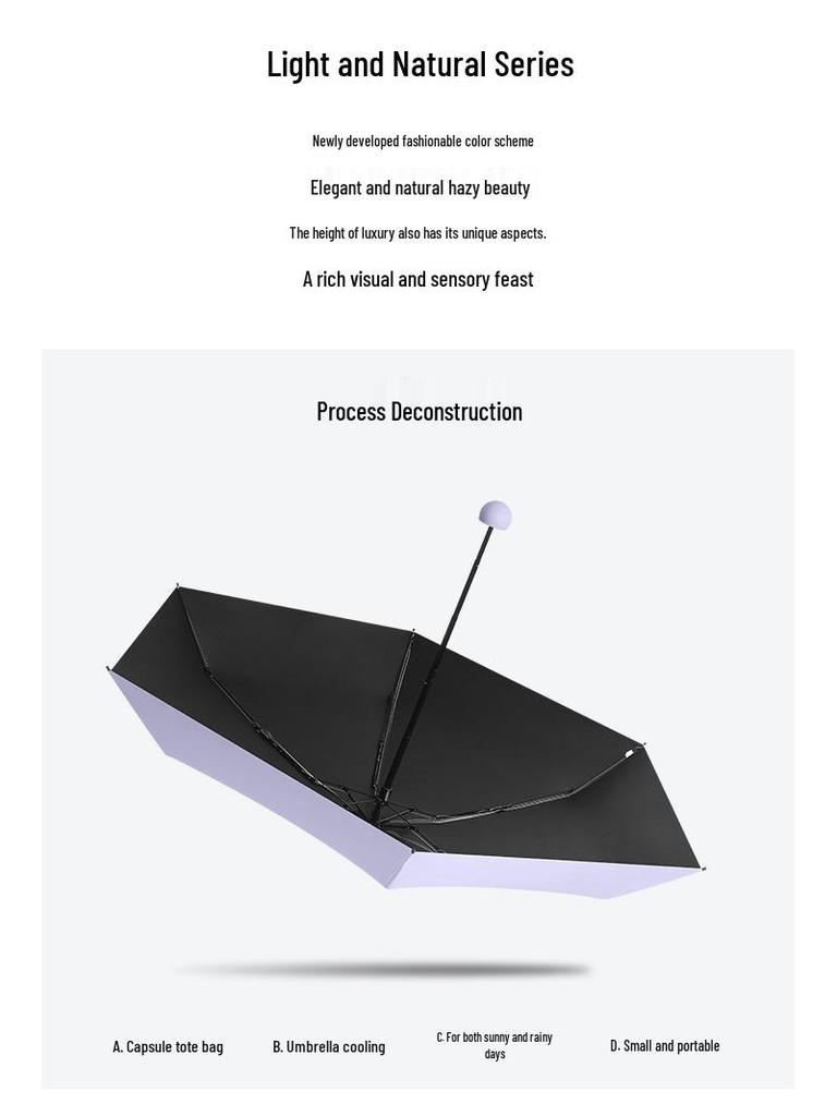 Ultralight Five-Fold UV Protection Compact Umbrella for Sun & Rain