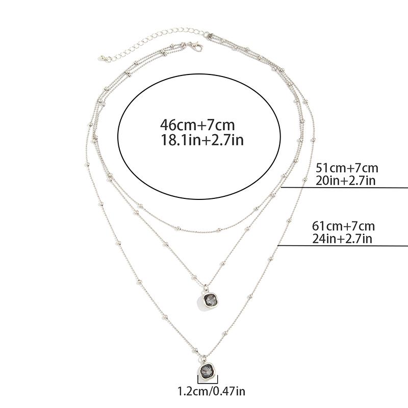 Retro  Square Long Pendant Necklace For Women Minimalist Multi Layer Clavicle Chain Sweater Chain Jewelry Gifts