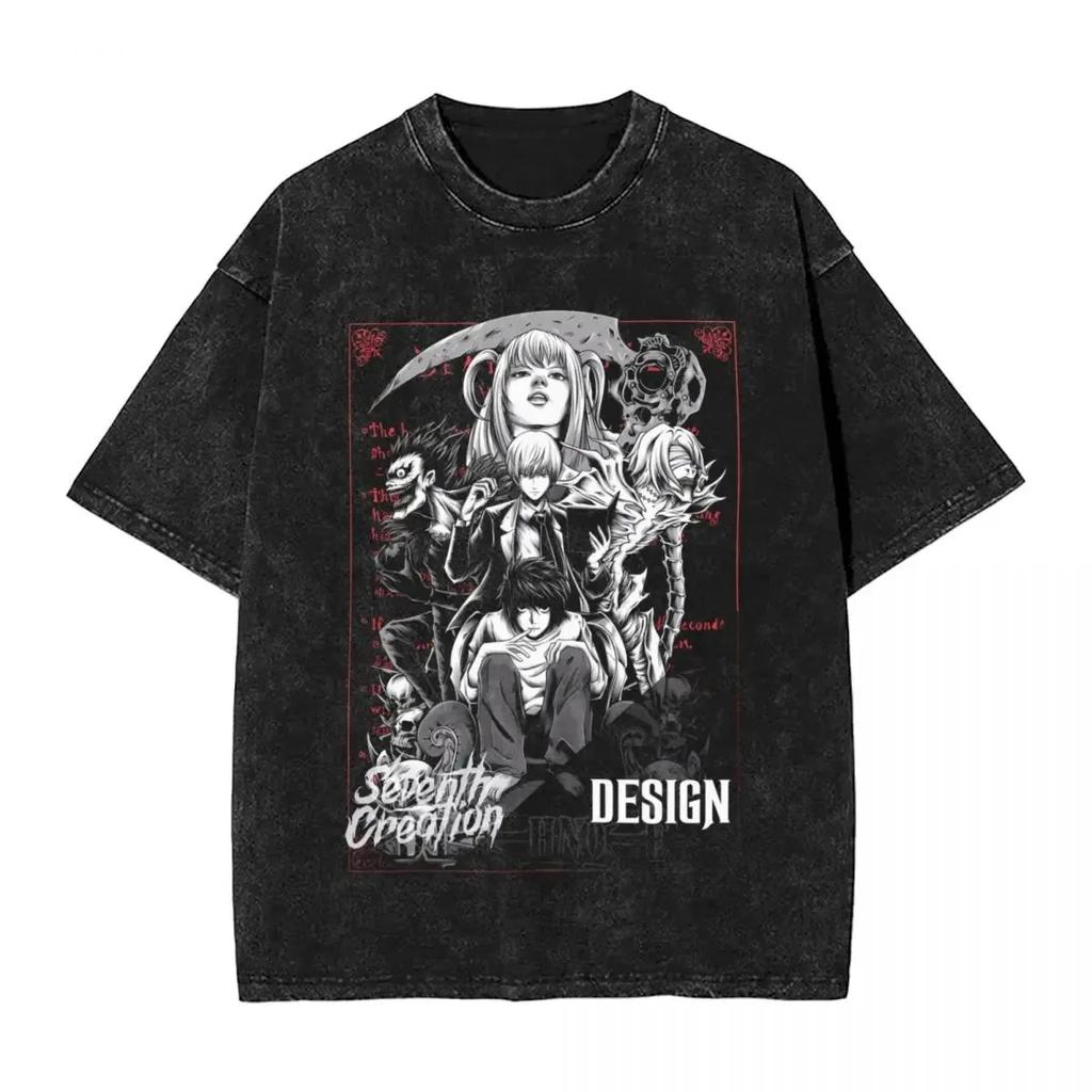 T-shirt da Uomo Anime DEATH NOTE Yagami Light L·Lawliet MisaMisa Lavata Manga Oversize Y2k T-shirt Cotone T-shirt Harajuku Maschile