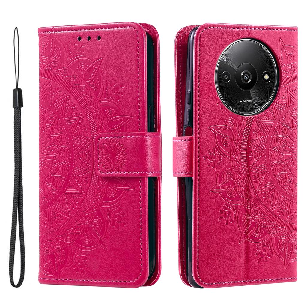 For Xiaomi Redmi A3/Poco C61 4G Case Mandala Flower Imprinted Drop Resistant Leather Phone Wallet Cover