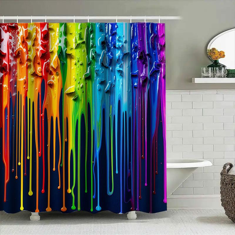 Brightly Colored Waterfall Shower Curtain Rainbow Bathroom Decor For Kids Or Teens!