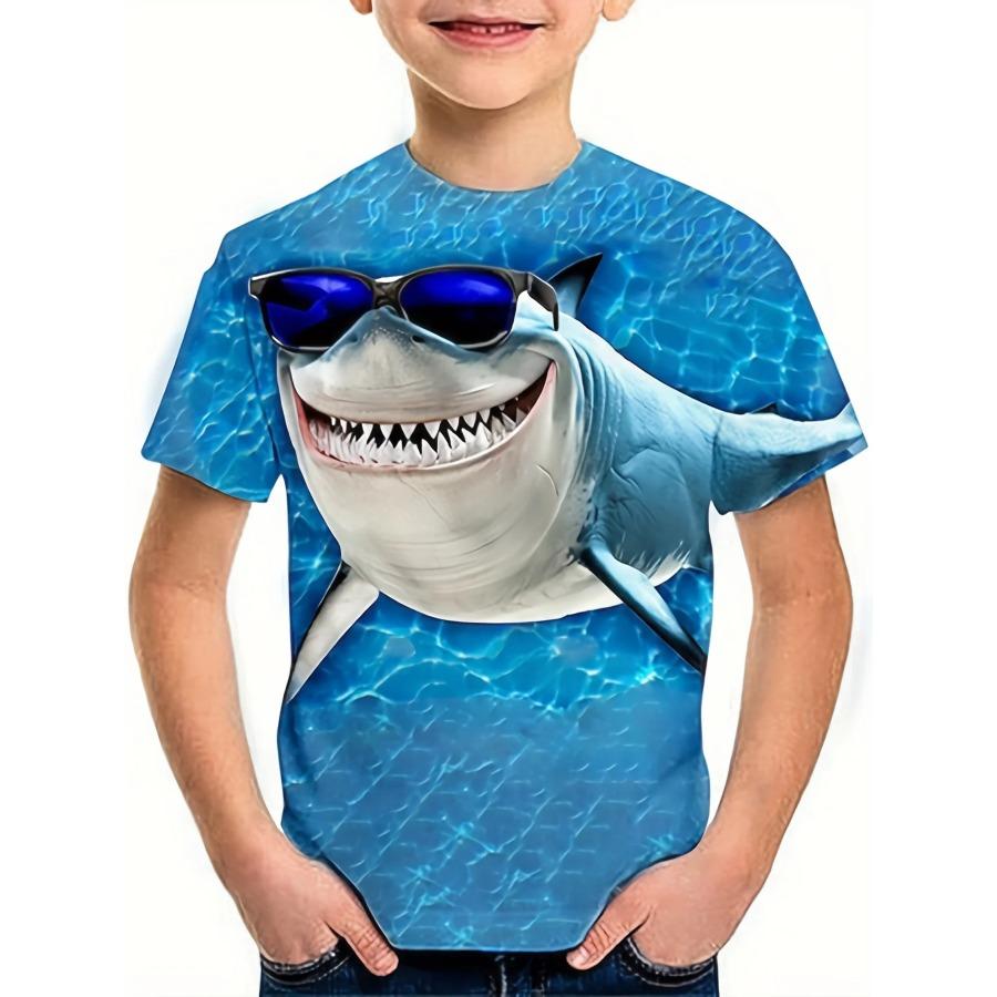 

Детская футболка с 3D принтом Ocean Big Shark для мальчиков и девочек, модная детская одежда, футболка для мальчиков с короткими рукавами, летние топы для мальчиков 11-12Y