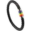 PHOGARY Gay Pride Bracelet LGBT Rainbow (2 Packs), Couple Black Leather Bracelet Men’s Women’s Bangle with Rainbow Striped Stainless Steel