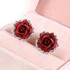 Rose Shaped 4 Color Alloy Rhinestone Stud Earrings for Women Silver Plated Crystal Rose Earrings Fashion Jewelry Gift