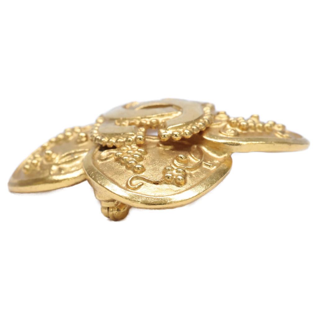 CHANEL [Excellent Condition] 96A Flower Motif CC Logos Pin Brooch goldUsed