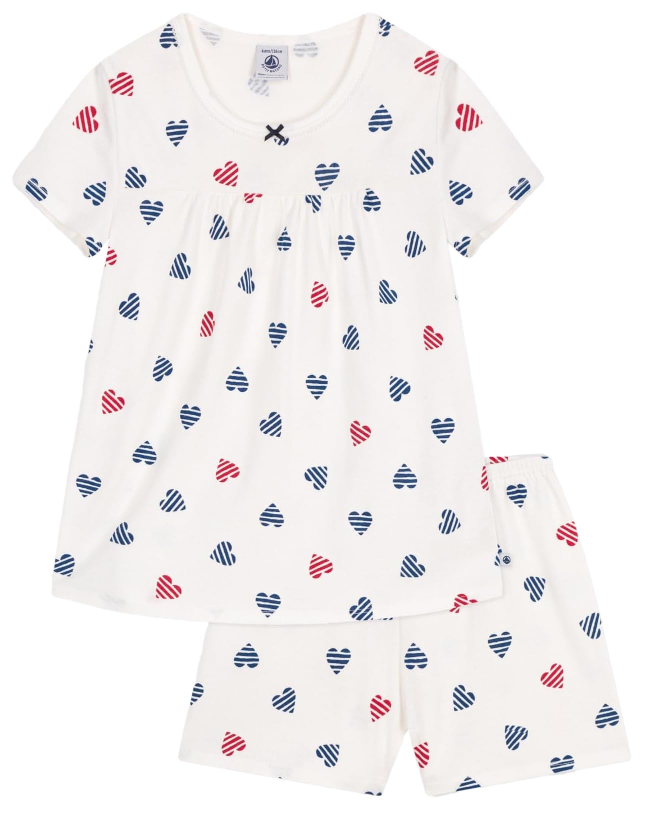 

Petit Bateau Short Sleeve Pajamas A0D9GB, Off-White/Multicolor, Size 10 Years Old, 140cm