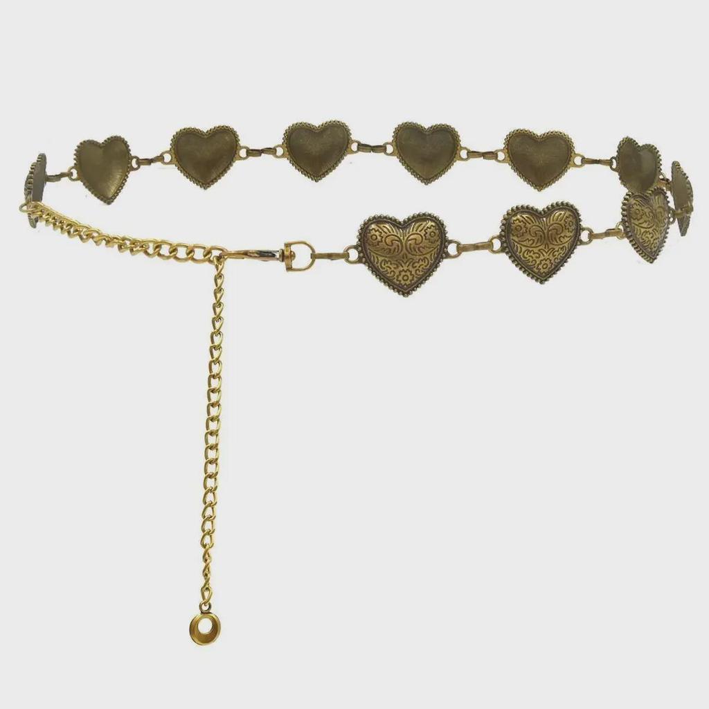 Heart Waist Chain: Retro Metal Belt for Dresses, Skirts, & Jeans