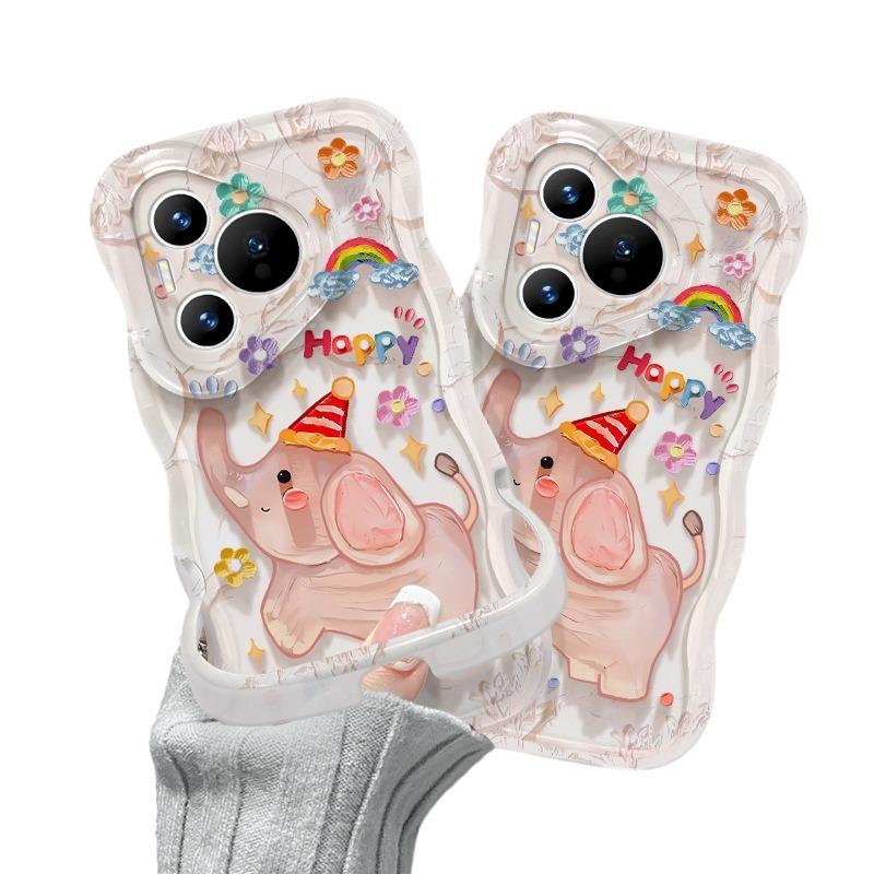 Suitable for Huawei Mate50pro Mobile Phone Case P40/30 Oil Painting Flower Little Elephant Glory 100 Invisible Double Bracket for Women