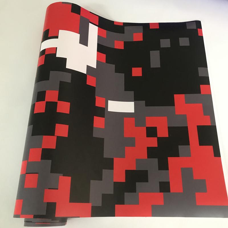 Red Black White Gray Camouflage Matte Premium Vinyl Car Wrap Decal Film Sheet Air Channel Release Technology