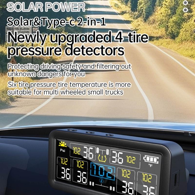 Tire Pressure Detection System For Vehicles 4 Wheel Monitoring Lightweight Energy Saving ABS+PC Alarm Function