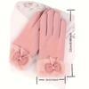 Women's Velvet Outdoor Cycling Bow Warm Gloves Windproof and Cold-proof Touch Screen Gloves