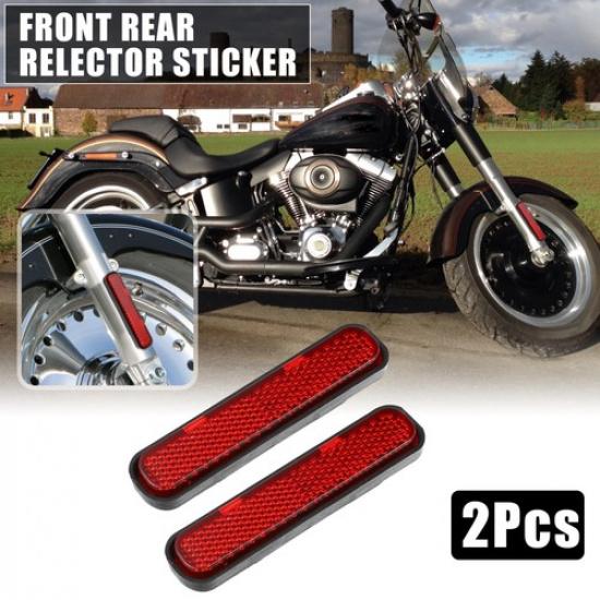 Front Lower Fork Reflector Sticker Rear Saddlebag Cover Kit Oval Red 2 Pcs