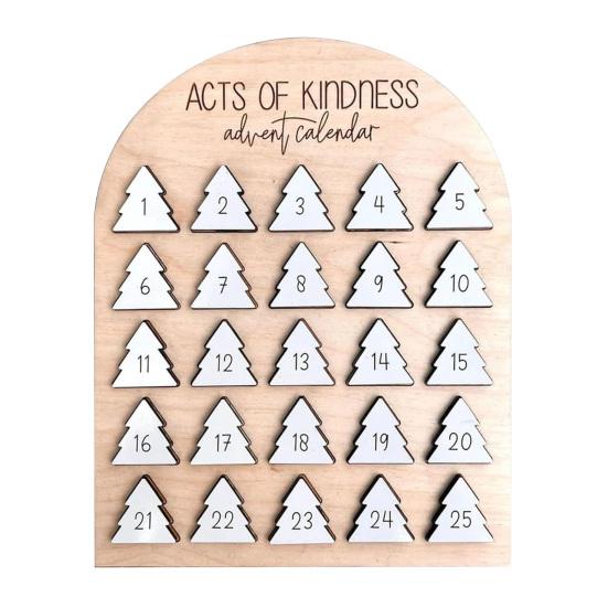 Acts of Kindness Advent Calendar 2025 Wooden 25-Day Countdown Calendar Sharing Kindness Christmas Decoration for Kids Adults