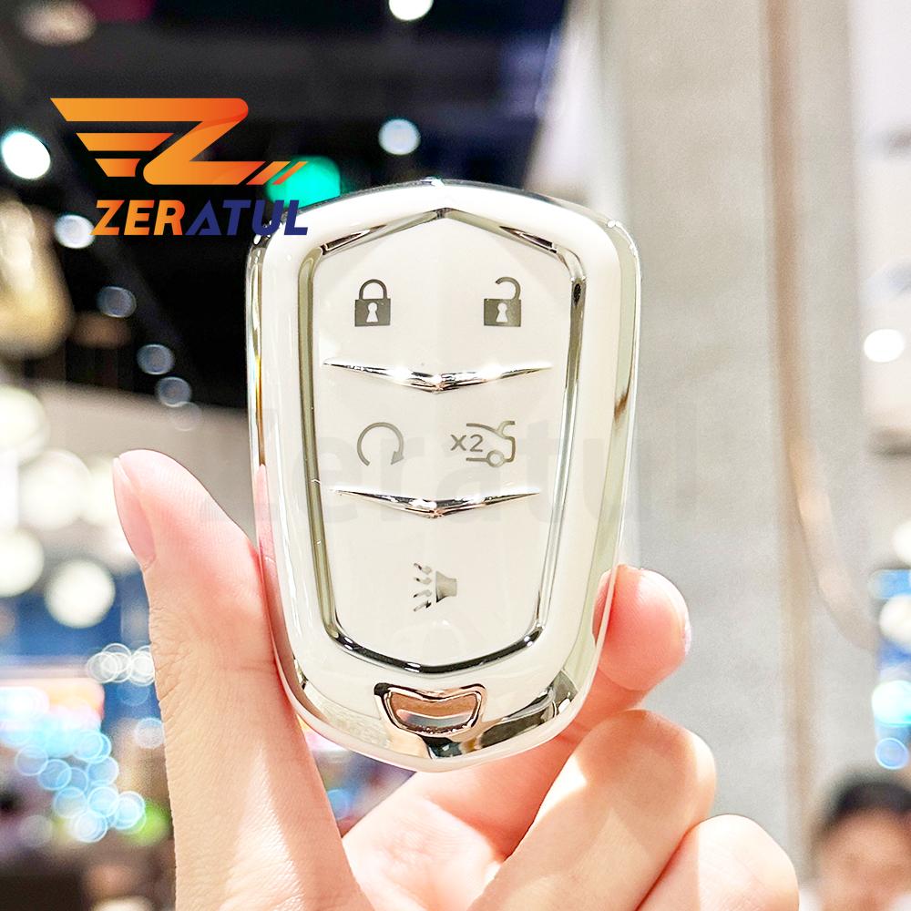 Tpu Silver Edge Car Key Cover Case For Cadillac Escalade Esv Xt5 Xt4 Xt6 Ct5 Ct6 Ct4 Xts Auto Shell Fob Holder Accessories