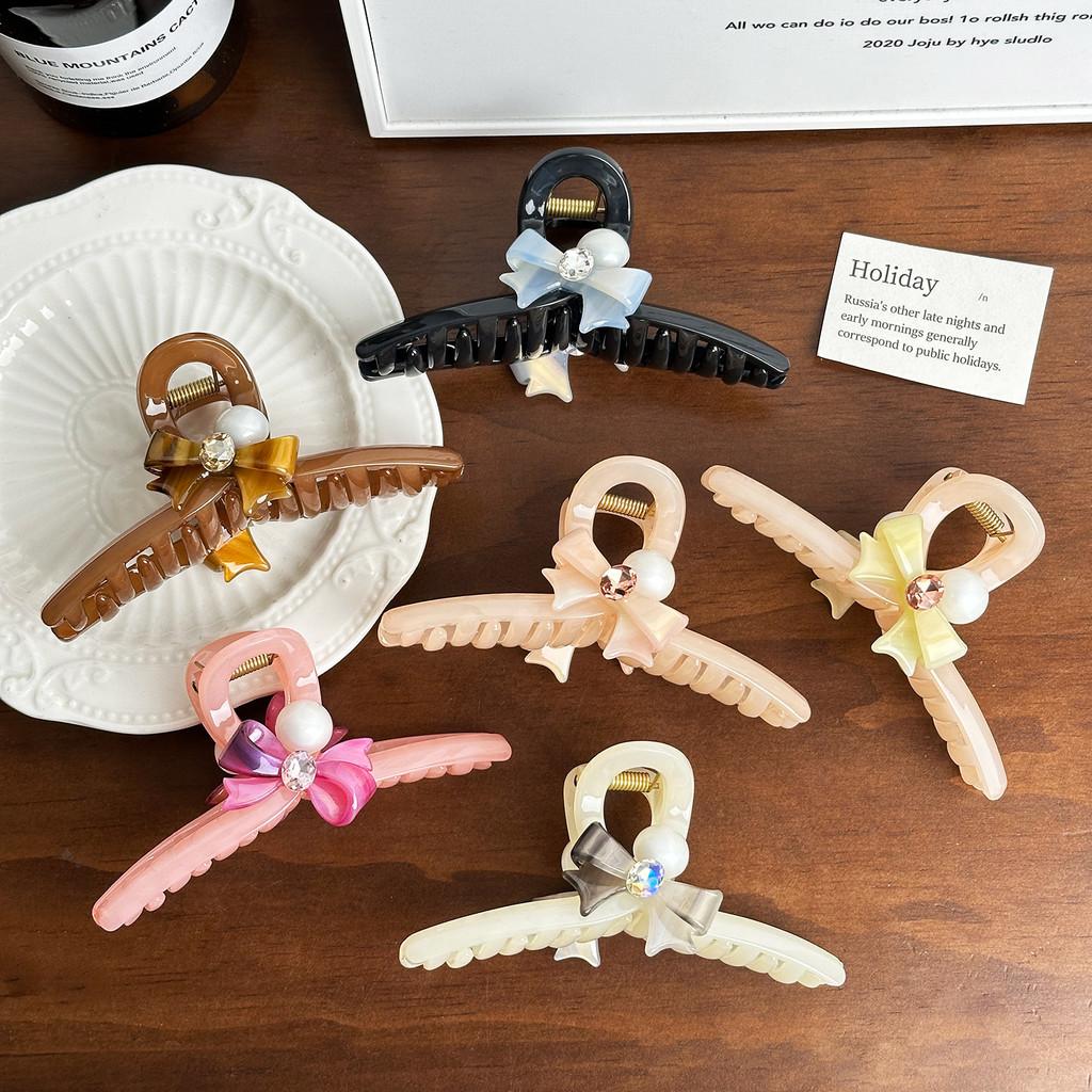 Large Versatile Bowknot Hair Claw Clip With Sparkling Rhinestones For Women