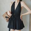 Swimsuit Female Summer Sexy V-neck Backless One-piece Skirt Style Halter Top Swimwear