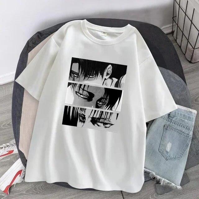 Футболка японского аниме Атака Титанов WoUnisex Levi Ackerman Eye Punk Tops Летняя футболка Harajuku Повседневная готическая футболка с коротким рукавом L 2228₽