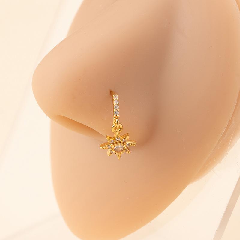 Nose Piercing Jewelry Hexagram Inlaid Diamond Pendant Nose Ring Cartilage Earrings Suspended Women S Nose Ring Pendant