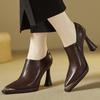 Waterproof Table Metal Head Small High Heels Women's Spring and Autumn New Models Super Pointed Thick Heel Deep Mouth Single Shoes Fashion Shoes
