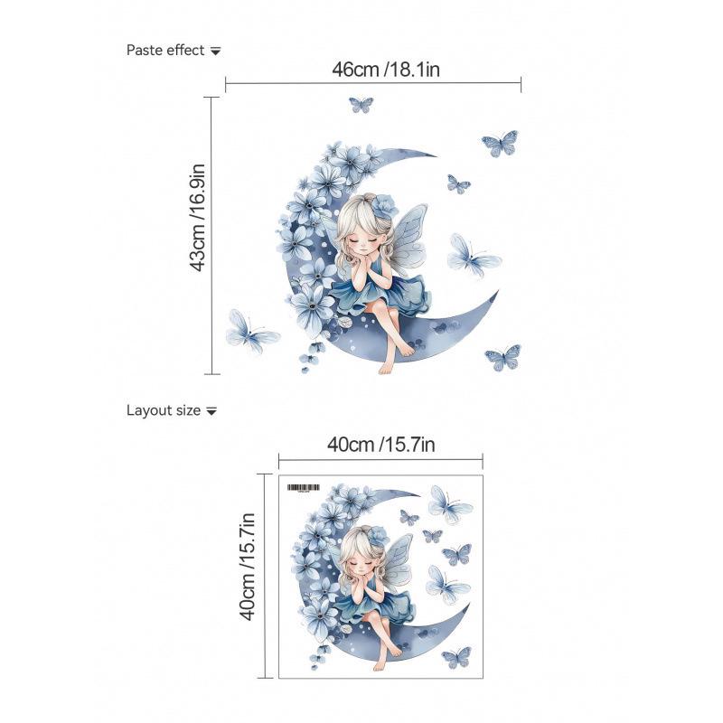 Blue Moon Girl Self-Adhesive Wallpaper Stickers for Children's Room, Living Room, Bedroom Decoration