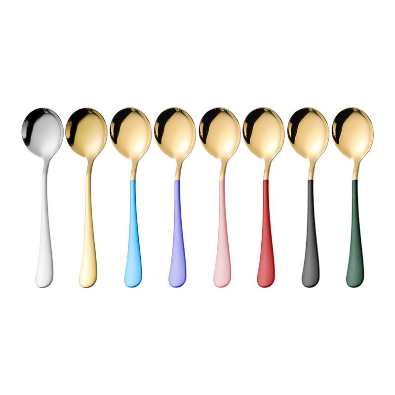 1010 Stainless Steel Titanium-Plated Multifunctional Spoon: Ideal for Desserts, Coffee, Soup, Kids, Household, or Hotel Use