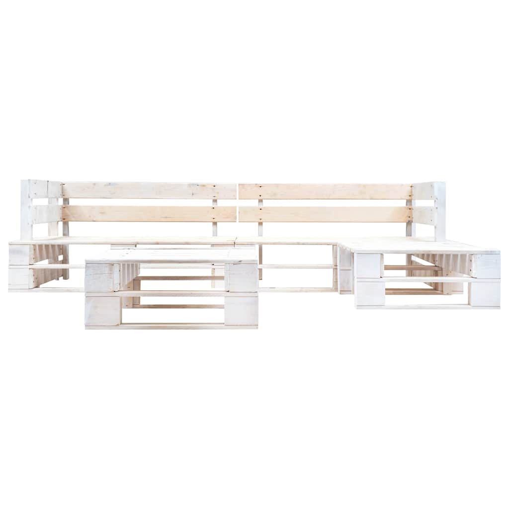 4 Piece Garden Pallet Sofa Set Wooden White