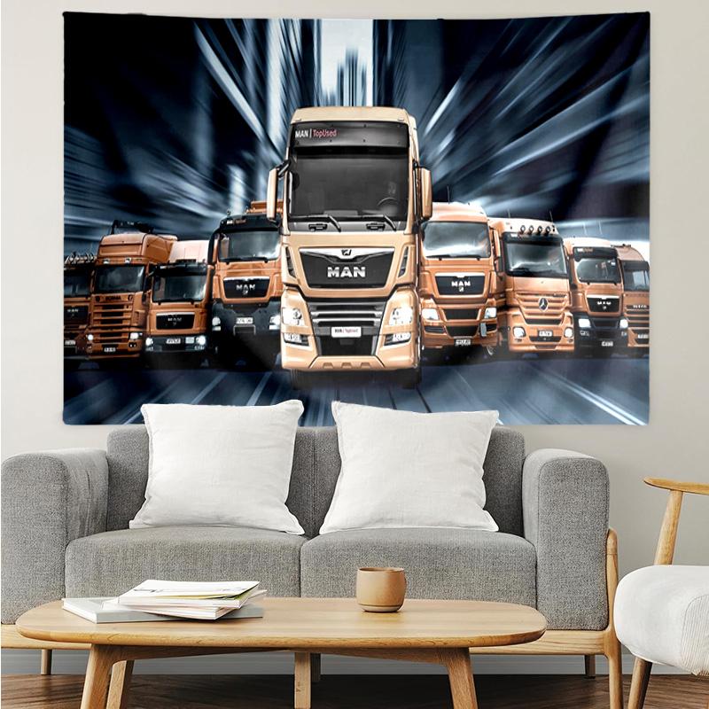 MAN LKW Wandteppich für Schlafzimmer Ästhetische Klassenzimmer Wandteppiche Wandbehang für Wohnzimmer Studentenwohnheim Büro, Ideales Kreatives Geschenk