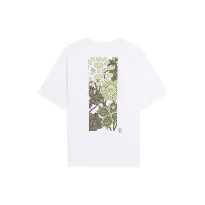 Li Ning Floral Print Locker geschnittenes Rundhals-Kurzarm-T-Shirt Unisex Oberteile Weiß ATSS597-6