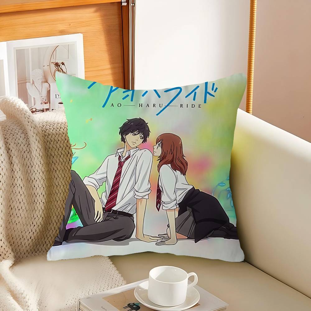 A-Ao H-Haru R-Ride Anime Pillow Covers Cartoon Sofa Decorative Home Double-sided Printing Short Plush Cute Cushion Cover