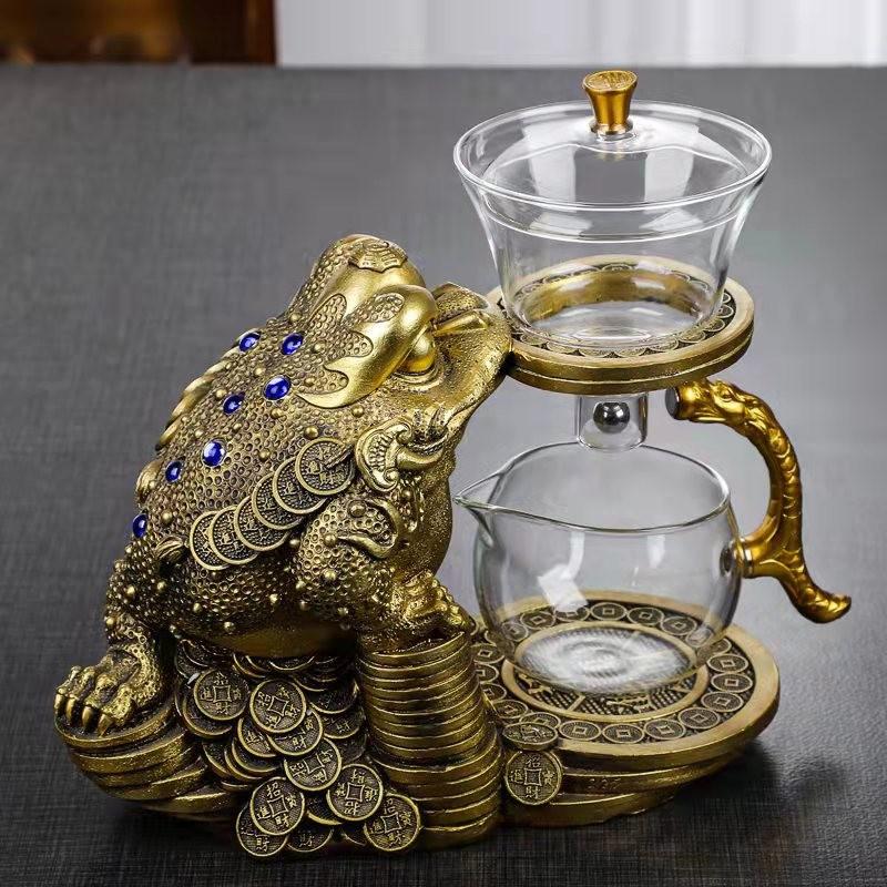 Household Golden Toad Magnetic Tea Pot Fully Automatic Kung Fu Tea Cup Glass Tea Set