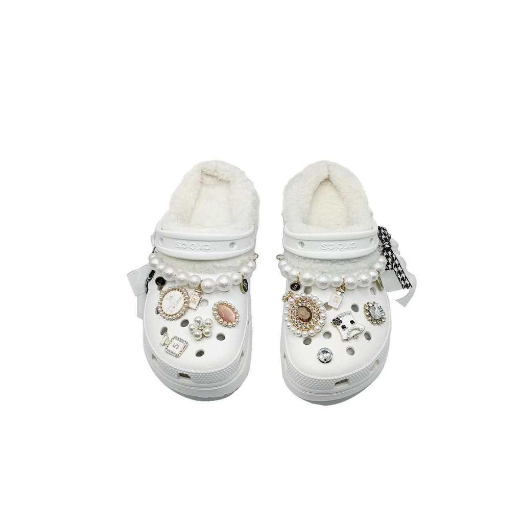 Crocs Classic Platform Clog Miss MH Plan Casual Versatile Fashion Accessories Hole Shoes Women's White
