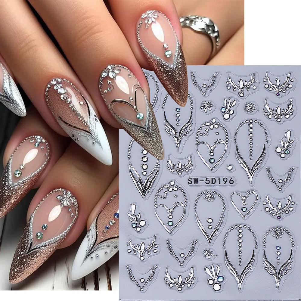 Heart-shaped Luxury Necklace Design Nail Stickers